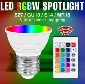 RGBW RGBWW GU10/GU5.3/E27/E14 RGB Белая светодиодная лампа 16 Цветов Изменение прожектора Переменного тока 85-265 В 5 Вт светодиодная Лампа + Пульт дистанционного управления