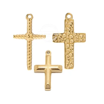 5шт Золотых медалей из нержавеющей стали с подвесками в виде креста для женщин, Мужское ожерелье для изготовления распятий