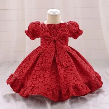 Красное Короткое Платье-пачка Принцессы Для девочек, Бальное Платье С пышными Рукавами Для Малышей, 1-й День Рождения, Праздничная Одежда для Малышей 6 М-24 М