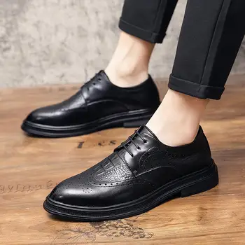 Мужская обувь 2023 года, новая весенне-осенняя кожаная обувь для отдыха, мужская деловая британская рабочая одежда с низким берцем, Ботинки Young