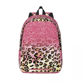 Жевательная резинка, Розовый Искусственный блеск, Леопардовый Животный принт, Женский рюкзак, сумка для книг, сумка через плечо, Портативный рюкзак для ноутбука, Школьные сумки