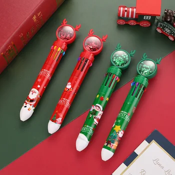 20шт Рождественская десятицветная шариковая ручка, милая шариковая ручка для прессования, праздничный подарок, Рождественский декор для дома, Рождественский орнамент