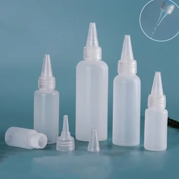 50шт пластиковых бутылочек для выжимания, Маленькие прозрачные пустые бутылочки-капельницы с герметичными крышками для красок, лосьона, клея, жидкостей