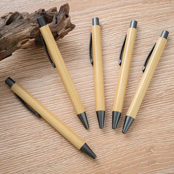 Бамбуковая ручка 50ШТ оптом из материала бамбуковое дерево офисная школьная шариковая ручка подарочная ручка нажимного действия бамбуковая ручка