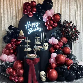 Хэллоуин воздушный шар арочный комплект черный розовый двойной фаршированные шарики для паук тыква Летучая мышь призрак страшный зомби-тематическая вечеринка украшения