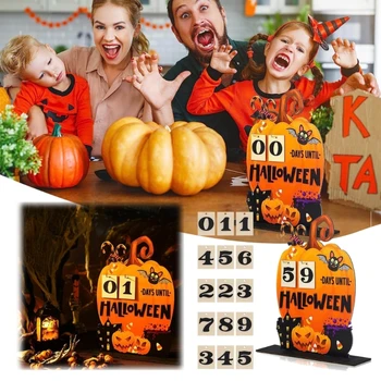 Календарь обратного отсчета Тыквы с привидениями на Хэллоуин, сделай САМ, деревянный календарь, декор, подарок