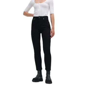 Стрейчевые обтягивающие черные джинсы с высокой талией длиной до щиколоток для женщин