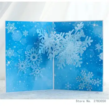 Рождественская открытка, поздравительные открытки в виде 3D снежинок, листовая бумага с конвертом, открытка 
