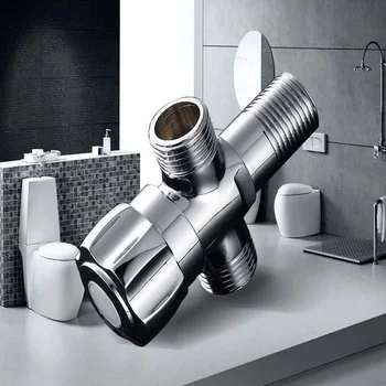 Двойной выпускной угловой клапан Кухонные принадлежности для ванной комнаты медь G1 / 2