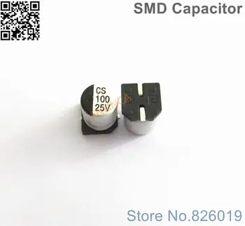 12 шт./лот 25 В 100 мкф SMD алюминиевые электролитические конденсаторы Размером 6.3 * 7.7 100 мкф 25 В