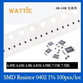 SMD резистор 0402 1% 6.49K 6.65K 6.8K 6.81K 6.98K 7.15K 7.32K 100 шт./лот микросхемные резисторы 1/16 Вт 1.0 мм * 0.5 мм