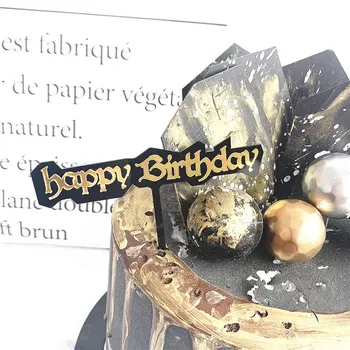 Золотой Двухслойный Акриловый Топпер Для Торта С Днем Рождения, Флаг для Торта с Днем Рождения, Флаг для Детского Юбилея, Праздничные Принадлежности Для Торта