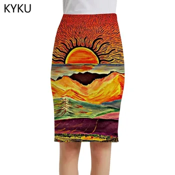 Юбки с граффити бренда KYKU, женские юбки с рисунком, абстрактные сексуальные красочные Элегантные женские юбки, женские летние Аниме Корейские