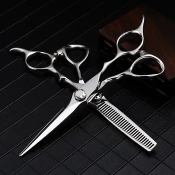 Парикмахерские ножницы с 6-дюймовыми плоскими режущими зубьями, филировочные ножницы 9CR, парикмахерские ножницы, эксклюзивные для парикмахеров