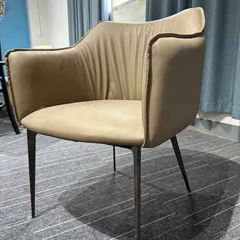 O65 Итальянский минималистичный обеденный стул home leather art с подсветкой роскошное книжное кресло modern simple leisure chair офис продаж negot