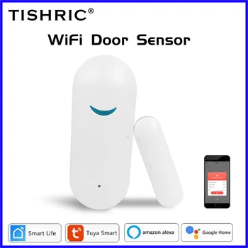 TISHRIC AW201 Wifi Дверной датчик Сигнализация Автоматизация умного дома Защита безопасности Совместимость с приложением Alexa Google Home Tuya