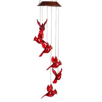 Красная Птица Ветряные Колокольчики Солнечный Ветряной Колокольчик Спиральные Ветряные Колокольчики Колибри Красные Птичьи Ветряные Фонари С 6 Светодиодными Мемориальными Птичьими Ветряными Колокольчиками Для