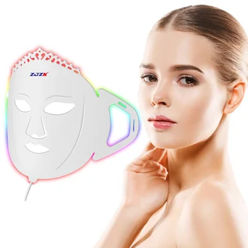 Силикон ZJZK, 7 цветов, светодиодная светотерапия, маска для ухода за кожей лица, Микротоковое удаление акне, Омолаживающая машина для лица