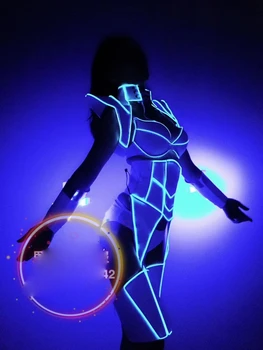 Технология будущего, светящаяся одежда для танцев на сцене, Сексуальный костюм со светодиодной подсветкой Для девушки, костюм танцовщицы ночного клуба, Рейв-вечеринка