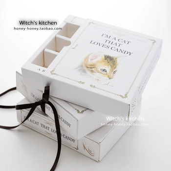 5 шт./лот, ручная роспись, книжка с котом, коробка для шоколада, коробка для выпечки macarons, принадлежности для украшения торта, Рождественская вечеринка в честь свадьбы