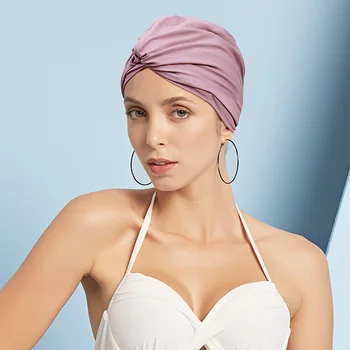 Модная летняя новая шапочка для плавания в бассейне для женщин, многоцветный тюрбан, защита для длинных волос, Большая плиссированная шапочка для купания, пляжный душ