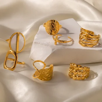 Дизайнерские кольца неправильной формы в стиле ретро Для женщин, подарок из нержавеющей стали для подруги, Эстетичные Регулируемые Корейские аксессуары, ювелирные изделия