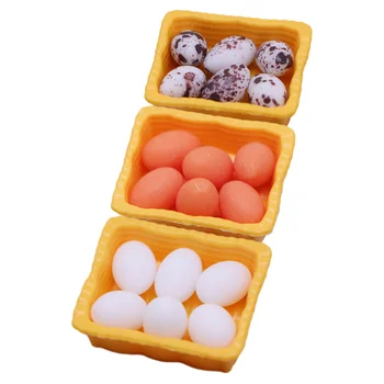 3 комплекта миниатюрных яиц с мини-корзинкой для хранения, микро-ландшафтный дизайн, мини-подставки для яиц.