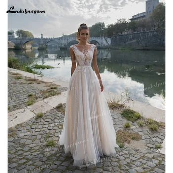 vestido de novia Роскошное свадебное платье без рукавов, богемное платье трапециевидной формы, пляжное свадебное платье для невесты, шлейф, сукиенка