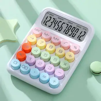 Винтажный Настольный калькулятор Портативный Экран Калькулятора в стиле Пишущей машинки, простой в использовании для офиса, школы, Дома, Круглая кнопка