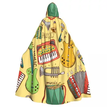 Взрослый Плащ-накидка с капюшоном музыкальный инструмент средневековый костюм ведьмы Викка Карнавальная вечеринка